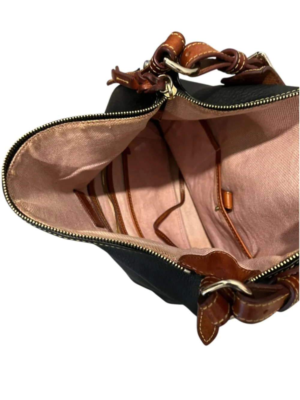 Dooney & Bourke Dillen Black Pebbled Leather Pocket Sac Hobo Shoulder Bag Med